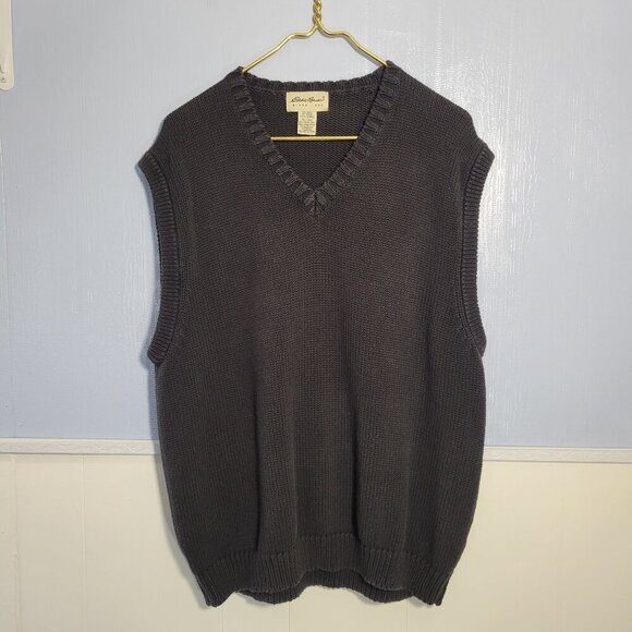 Final Price / Last Chance Item Eddie Bauer Extra Large Black Sweater Vest - Picture 1 of 8